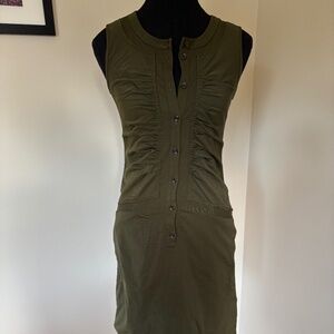 Cue Olive Green Ruched Midi Dress